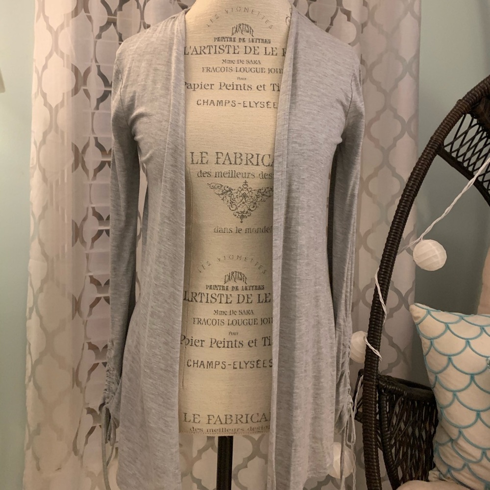 Grey Open Front Cardigan